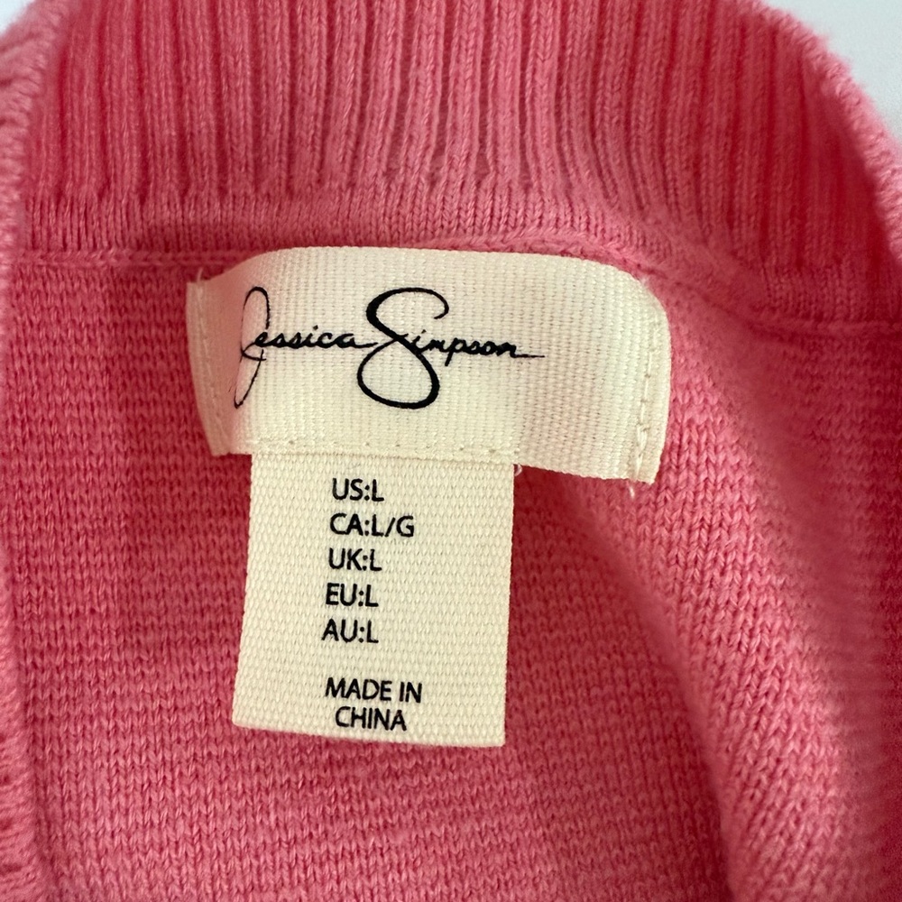 NEW Jessica Simpson Pink Barbiecore Sleeveless Knit Keyhole Top Size L NWOT - Picture 3 of 4
